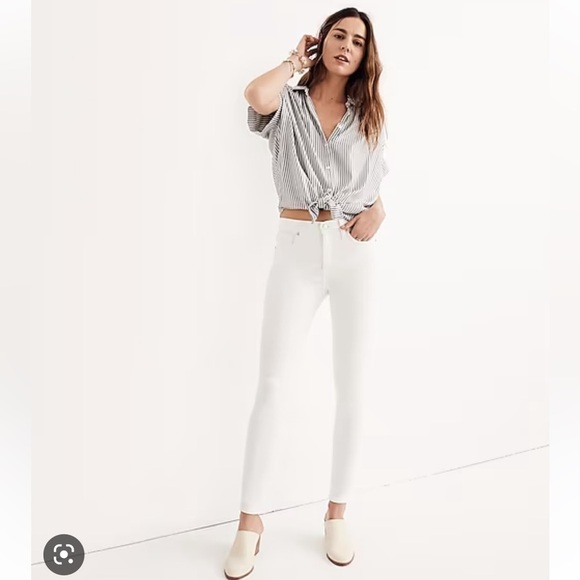 Madewell 9” Mid Rise‎ Skinny Jeans in Pure White. Size 27 T (531) - Picture 1 of 11